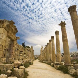 Jordan. Jerash (the Roman ancient city of Geraza). The Cardo Maximus (the Colonnaded Street)