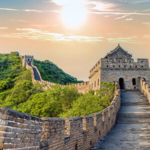 China famous landmark great wall and mountains