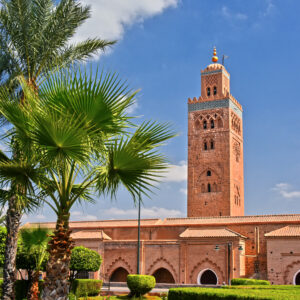 Koutoubia Mosque in the southwest medina quarter of Marrakesh, Morocco