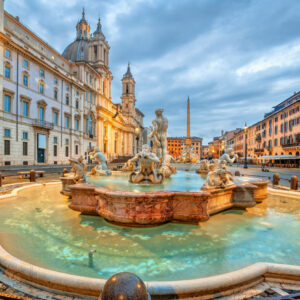 Piazza Navona square in Rome, Italy. Built on the site of the Stadium of Domitian in Rome. Rome architecture and landmark.