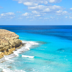 Beautiful scenery of agebah beach in marsa matrouh Egypt during daytime and cloudy days